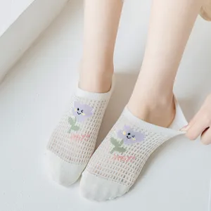 Cute mesh boat socks for women summer thin breathable shallow mouth invisible socks
