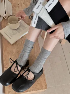 Damen einfarbige Steigbügel Stulpen Sommer dünn atmungsaktiv Baumwolle Socken.