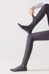 Calzini da yoga a cinque dita da donna antiscivolo pilates cotone tubo medio fitness