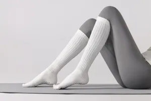 Five finger yoga socks anti slip knee high pilates toe socks for women sports compression wear