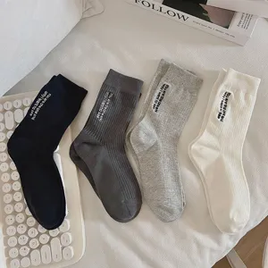 Calzini donna in cotone a tubo medio con lettere ricamate stile sportivo tendenza