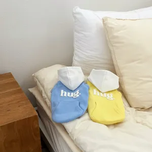 Cute Dog Hoodie Spring Summer Pet Clothes Small Dogs Teddy Bichon Hooded Sweatshirt With Pocket Letter Print Pet Apparel