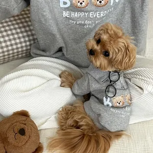Felpa in pile carina per cani di piccola taglia con stampa orsetto vestiti caldi invernali