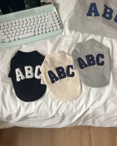Cozy autumn winter pet dog sweatshirt with ABC embroidery for small medium dogs, warm apparel.