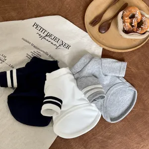 Pet dog striped sweatshirt autumn winter warm puppy clothing black white grey small dogs
