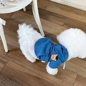 Sudadera vaquera para perro con parche de oso, ropa cálida de otoño invierno para mascotas.
