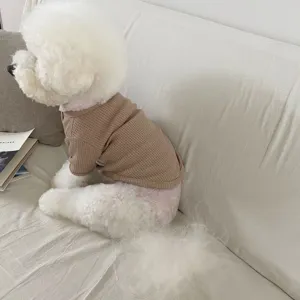 Cozy waffle knit pet t-shirt for small dogs cats puppy autumn winter apparel casual wear