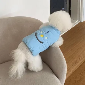 Cute winter pet cotton vest for small dogs and cats, warm thickened blue puppy winter coat.