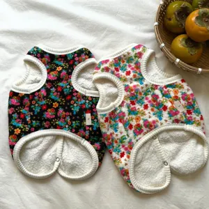 Dog winter fleece warm floral vest pet cute padded coat for small medium dogs puppy apparel