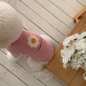 Haustier Fleece-Sweatshirt mit süßer lächelnder Gänseblümchen-Stickerei für Hunde