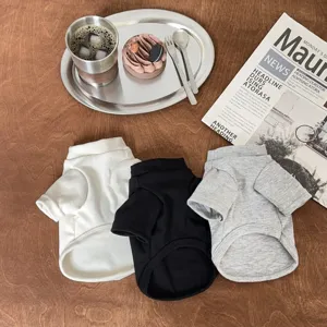 Warm pet sweatshirt for small dogs and cats, cozy autumn winter clothes in white, black, grey.