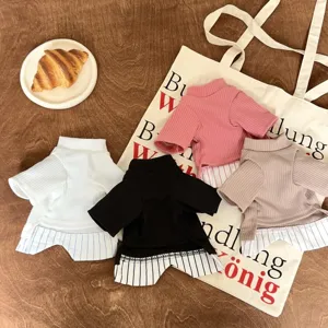 Spring autumn pet dog cat fake two piece knitted sweater shirt cute pet apparel 4 colors