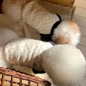 Cute polka dot pet hoodie for small dogs cats autumn winter warm apparel cute design
