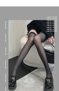 Black over the knee sheer thigh high stockings sexy sheer hosiery for women fashion daily wear