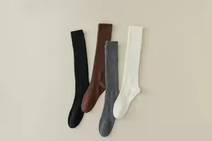 Women ribbed long socks knee high winter warm cotton solid color casual boot socks set