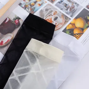 Sheer diamond pattern knee high socks, transparent summer stockings in black, beige and white.