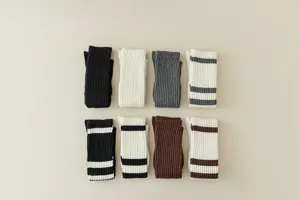 Knee high thick knit socks set solid and stripe calf socks detail view collection