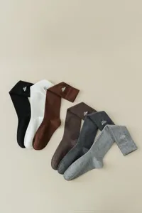 Chaussettes longues en tricot avec broderie abeille, bas genou confortables, multico.