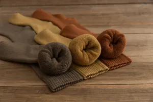 Thick winter thermal terry long socks detail showing soft plush inner lining and cozy fabric.
