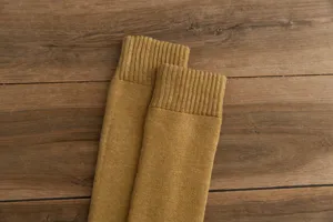 Knit knee high socks for women, thick winter warm boot cuffs, solid color casual wear detail.