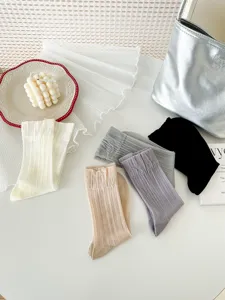 Women thin sheer slouch socks summer solid color long transparent socks casual hosiery