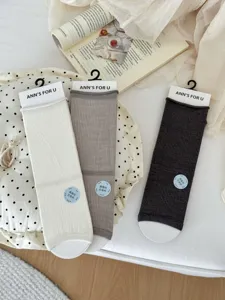 Women's summer thin mulberry silk solid color mid-tube socks comfortable breathable daily wear