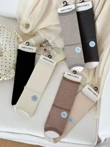Summer thin mulberry silk mid-calf solid color socks for women daily casual wear comfortable soft breathable