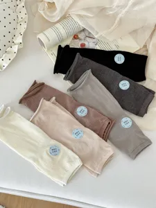 Women mulberry silk stirrup socks summer thin mid tube stacked socks solid color comfortable