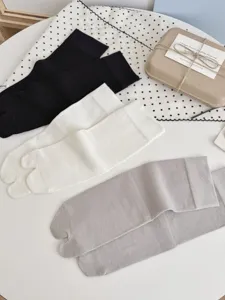 Women split toe socks summer thin silk mid tube tabi socks for comfortable daily wear