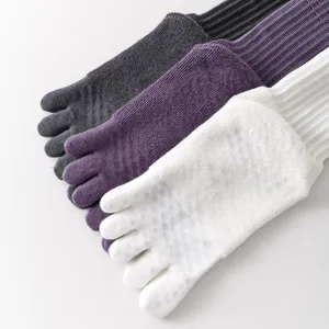 Five toe yoga socks anti-slip long pilates split toe stockings for women sports calf socks