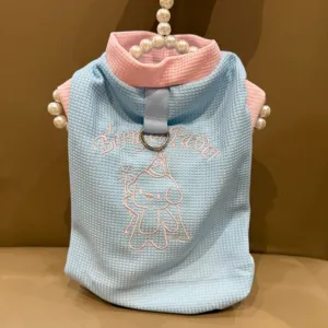 Summer thin pet dog vest waffle blue pink cute puppy clothes small dogs apparel breathable comfort