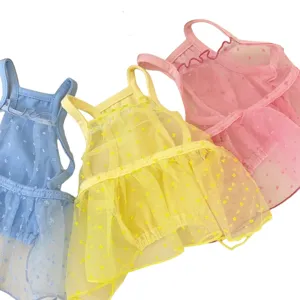 Summer new pet mesh dress cute puppy cat suspender skirt breathable small dog apparel