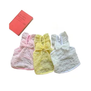 Summer thin lace pet dress breathable dog cat clothes cute bubble sleeve princess skirt 3pcs
