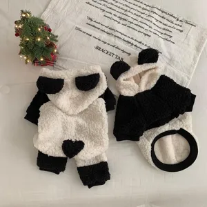 Pet Dog Winter Warm Fleece Coat Cute Panda Cosplay Costume Puppy Cat Thickened Hooded Apparel Outfit