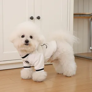 Cute fleece pet sweatshirt for small dogs and cats, warm winter apparel with stylish stripes.