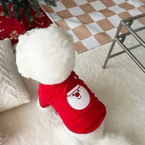 Sweat à capuche polaire pour animal de compagnie chiot Noël rouge vêtements chauds