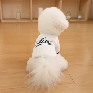 Warm fleece pet hoodie for small dogs, cute embroidered winter dog clothes for puppy cats.