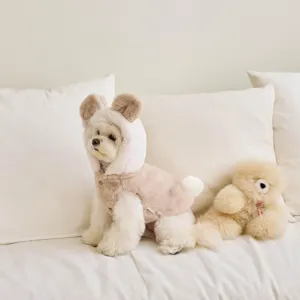 Manteau Chaud d'Hiver pour Animal Mignon Ours Capuche Veste Polaire pour Petits Chiens
