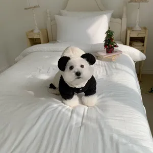 Cute panda pet dog costume for autumn winter, warm fleece clothes for small dogs and cats.