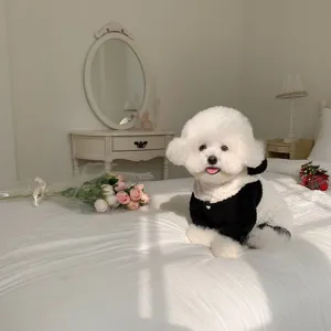 Cute winter pet clothes warm panda costume for small dogs like teddy bichon puppy apparel.
