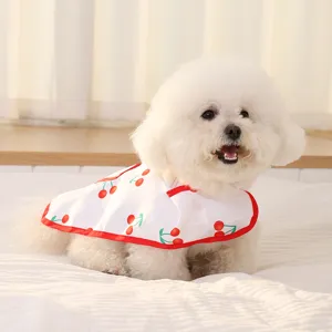 Joli imperméable pour animaux de compagnie imprimé cerises vêtements pour chiens chats