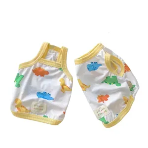 Summer dinosaur print pet vest for small dogs and cats breathable mesh puppy clothes