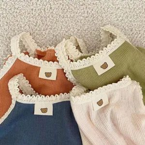 Spring summer breathable lace pet camisole cute bear patch small dog cat tank top vest
