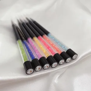 Set di pennelli per nail art in cristallo colorato strumento manicure con strass glitterati