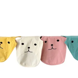 Summer thin cartoon pet vest for cute dogs and cats, breathable soft puppy clothes.