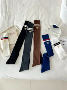 JK preppy style over-the-knee socks for women, striped long cotton thigh high socks, winter.