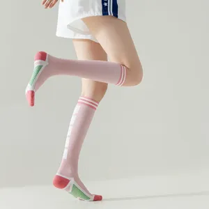 Women's Casual Cotton Blend Over The Knee Long Socks Striped Athletic Thigh High Stockings Fashion Sports Legwear