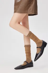 Sheer mesh calf socks women breathable sheer vintage crew socks sweet daily outfit details