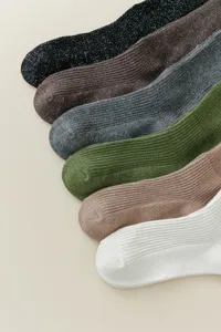 Sparkly knit calf socks, ribbed metallic glitter tube socks, multi-color daily wear.