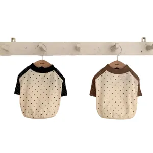 Cute polka dot pet dog hoodie autumn winter small dogs cat sweatshirt apparel main view